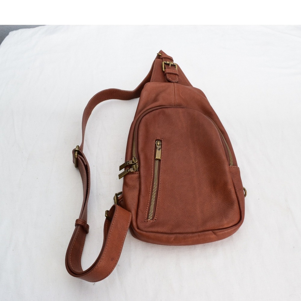 Sundance Sling Backpack Small Brown Italian Leather Adjustable Women Boho Travel